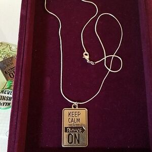 Keep Calm & Travel Silver Tone Necklace 24"